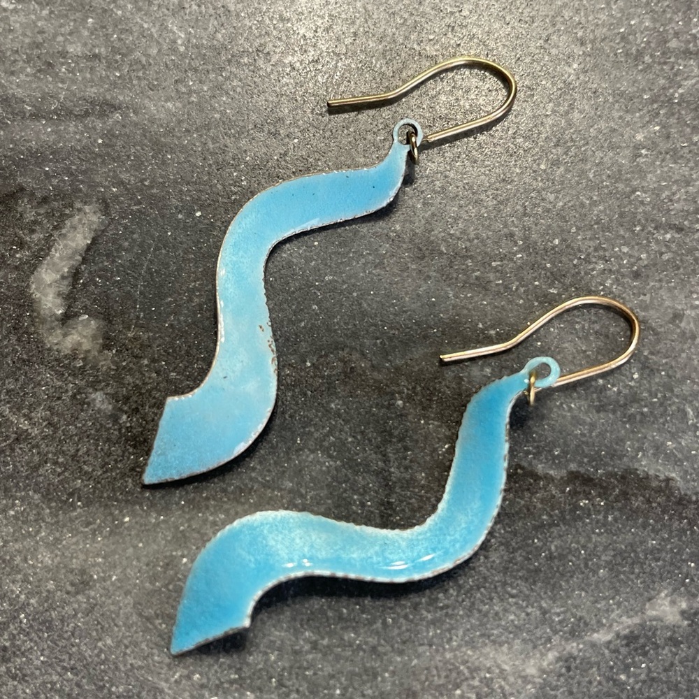 Vintage Blue Enamel Sterling Earrings